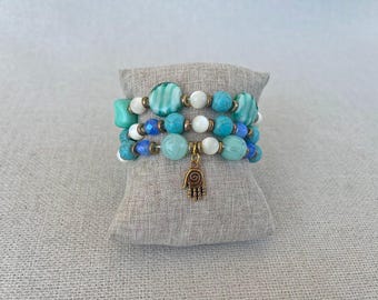 Murano Glass and Turquoise Bracelet - Set of 3