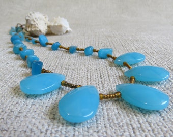 Collar de Turquesa y Cuarzo Azul