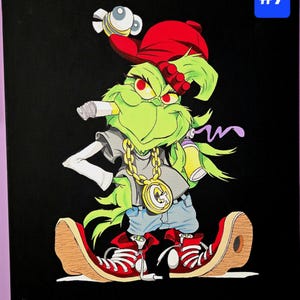 Personaje de dibujos animados caprichoso: arte acrílico pintado a mano sobre lienzo para soñadores y coleccionistas