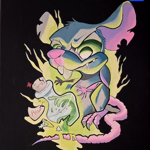 Personaje de dibujos animados caprichoso: arte acrílico pintado a mano sobre lienzo para soñadores y coleccionistas