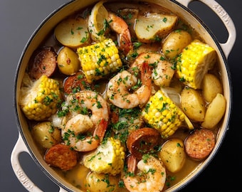 BEST RECIPE For Low Country Boil | Easy Southern Shrimp, Sausage & Corn Boil | Instant Digital Download PDF