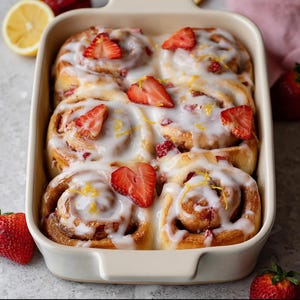 BEST RECIPE For Strawberry Sweet Rolls with Lemon Icing | Printable Fruity Breakfast Recipe | Instant Digital Download PDF