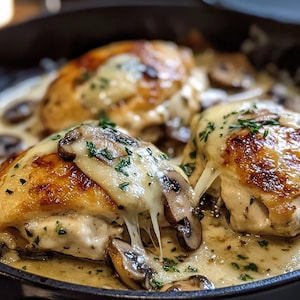BESTE RECEPT Voor Knoflookboter Champignon Gevulde Kip | Romige Parmezaanse kaassaus | Direct downloaden