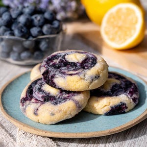 BEST RECIPE For Lemon Blueberry Cheesecake Cookies | Soft-Baked Berry Swirl Cookies | Instant Digital Download PDF