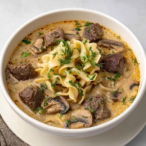 BEST RECIPE For Beef Stroganoff Soup | Creamy Beef & Mushroom Noodle Soup | Instant Digital Download Pdf