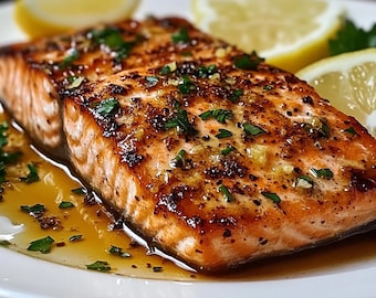 Receta de salmón a la parrilla estilo Texas Roadhouse: mantequilla de ajo y pimienta de limón (descarga instantánea)