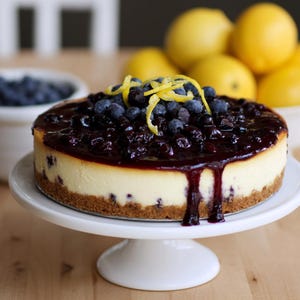 BEST RECIPE For Lemon Blueberry Cheesecake | Creamy Lemon & Fresh Blueberry Topped Cheesecake | Instant Digital Download PDF