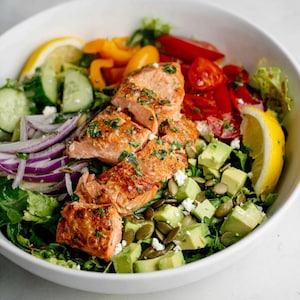 BEST RECIPE For Salmon Salad with Fresh Vegetables | Lemon‑Herb Vinaigrette | Instant Digital Download PDF