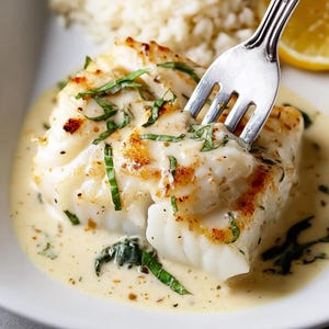BEST RECIPE For Tasty Baked Cod | Coconut Lemon Cream Sauce | Easy Gourmet Fish Dinner | Instant Digital Download PDF