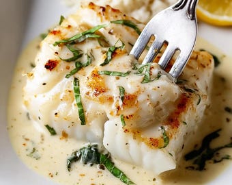 BEST RECIPE for Tasty Baked Cod Coconut Lemon Cream Sauce Easy