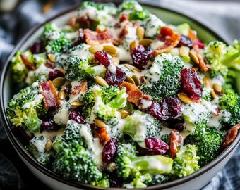 BEST RECIPE For Broccoli Salad | Crunchy Bacon & Cranberry Side Dish | Instant Digital Download