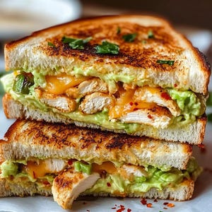 BESTE RECEPT Kip Avocado Melt Sandwich | Kaasachtig broodje kip en avocado | Direct downloaden