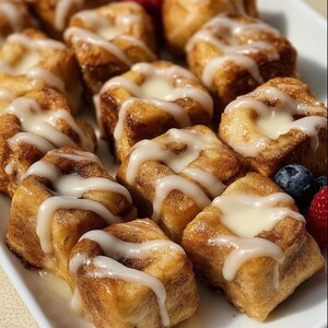 BEST RECIPE For Cinnamon Roll French Toast Bites | Mini Swirl-Soaked Custard Bites with Cream Cheese Glaze | Instant Digital Download PDF