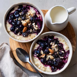 Ricetta per fiocchi d&#39;avena ai mirtilli / Colazione cremosa speziata ai mirtilli / Fiocchi d&#39;avena facili da preparare in anticipo / Download digitale istantaneo in PDF