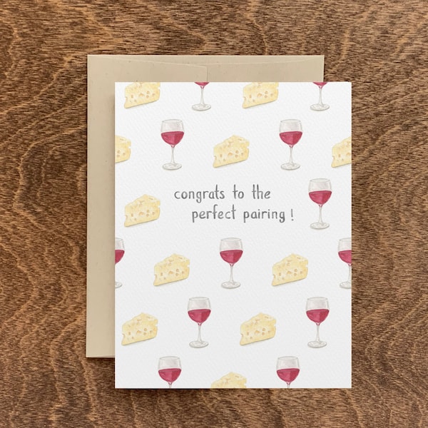 Perfect Pair Wedding Card, Perfect Pairing Wedding, Wine Cheese Wedding, Pair Engagement, Charcuterie Wedding, Food Pun Wedding