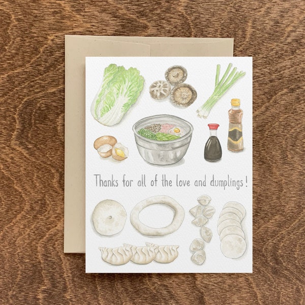 Dumpling Thank You, Asian Thank You, Dumpling Thank You, Asian Foodie Card, Dumpling Card, Asian Food Card, Asian Recipe Card, Dumpling