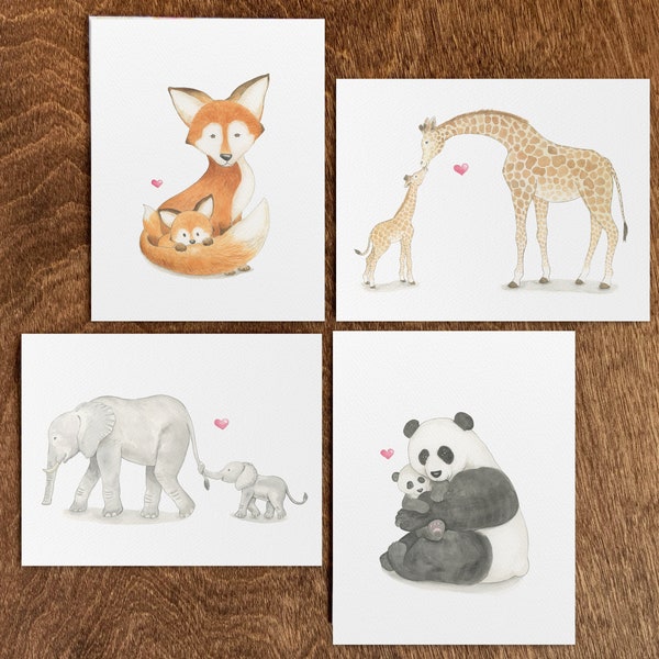 Mama + Baby Animal Card, Mother's Day Card, Elephant Baby Card, Panda Baby Card, Fox Baby Card, Mother's Day Panda, Mothers Day Elephant