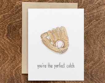 Perfect Catch Anniversary Card, Perfect Catch Anniversary, Baseball Anniversary, Baseball Girlfriend, Baseball Boyfriend, Baseball Romantic