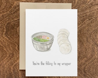 Dumpling Anniversary Card, Dumpling Love Card, Asian Anniversary Card, Asian Food Friendship, Dumpling Anniversary, Dumpling Romantic Card