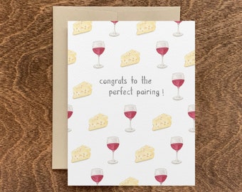 Perfect Pair Wedding Card, Perfect Pairing Wedding, Wine Cheese Wedding, Pair Engagement, Charcuterie Wedding, Food Pun Wedding