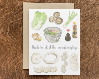 Dumpling Thank You, Asian Thank You, Dumpling Thank You, Asian Foodie Card, Dumpling Card, Asian Food Card, Asian Recipe Card, Dumpling