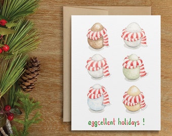 Eggcellent Holidays Card, Eggcellent Christmas, Egg Holiday, Farm Christmas Card, Chicken Holiday, Farm Fresh Egg Holiday, Food Pun Holiday