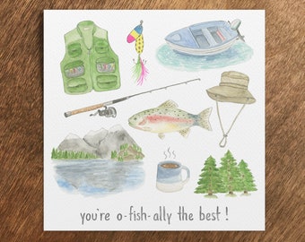 Fishing Thank You Card, Thank You Fishing, Birthday Fishing, Thank You Trout, Birthday Fishing, Dad Fishing Birthday, Dad Thank You Fish