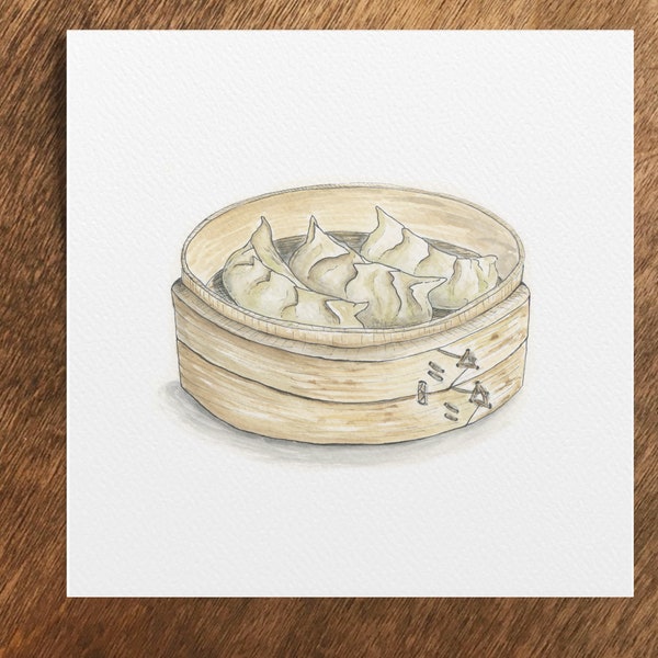 Dumpling Greeting Card, Dim Sum Card, Dumpling Thank You, Dumpling Card, Dimsum Card, Dumpling Watercolor, Chinese New Year Bao