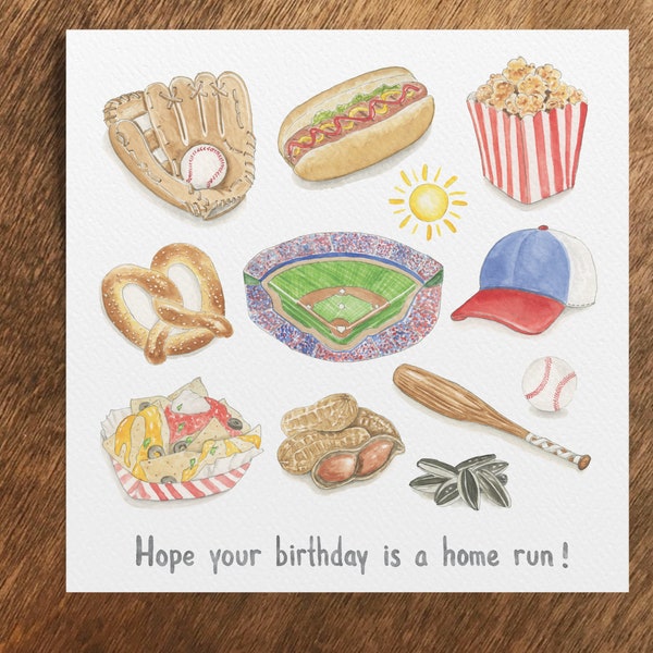 Baseball Birthday Card, Home Run Birthday Card,  Baseball Birthday, Sports Lover, Coach Birthday, Little league, Baseball Card