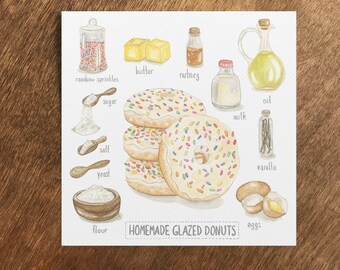 Donut Recipe Card, Just Because Donut Card, Thank You Donut, Donut Birthday Card, Donut Celebration, Homemade Donut, Donut Recipe Card