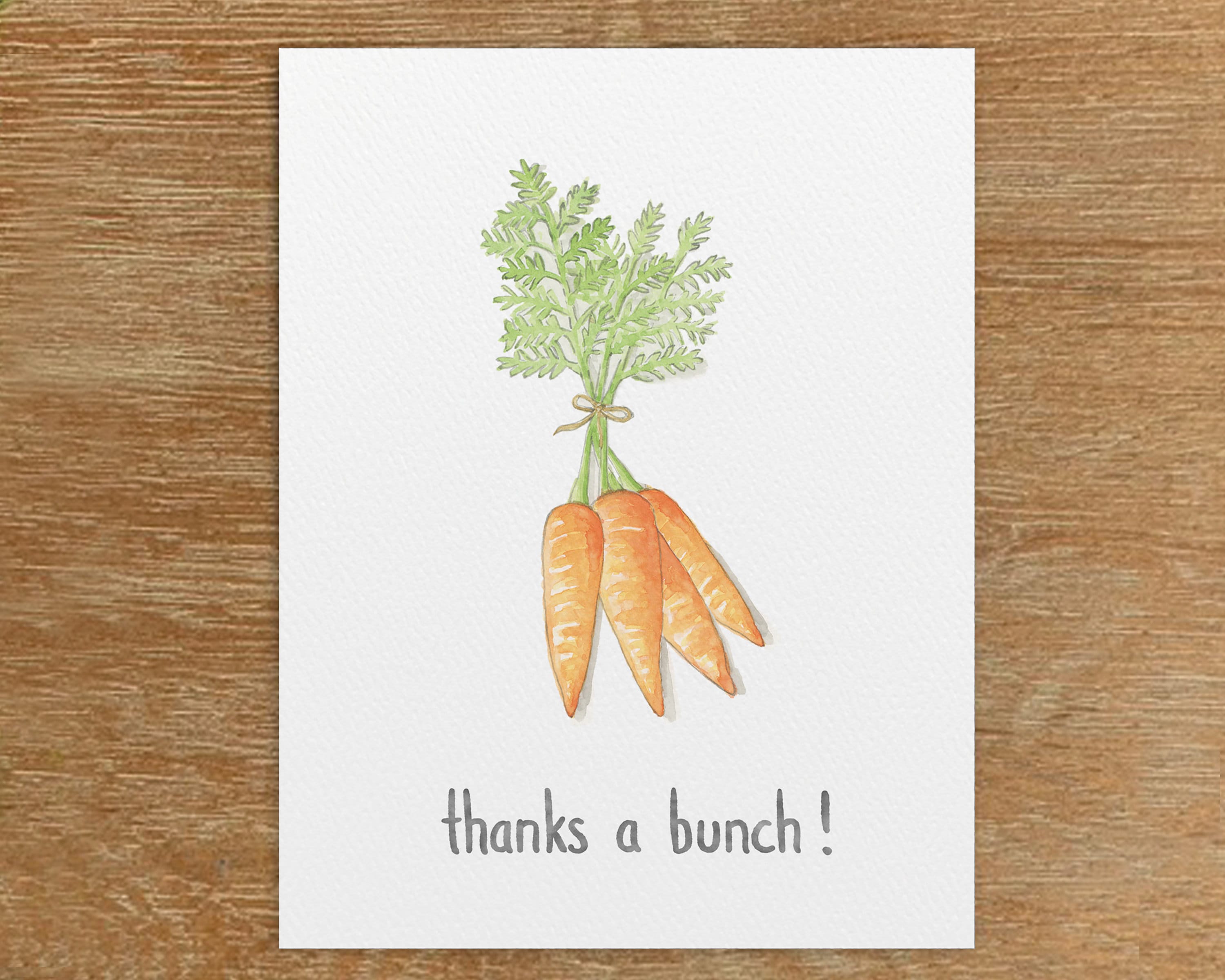 Thanks a Bunch Card, Thank You Gardener, Thank You Carrot, Carrot Thank ...