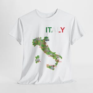Italien Karte Unisex Heavy Cotton T-Shirt, Italienisches Pride Shirt, Reise T-Shirt, Geschenk für Reisende, Italien Souvenir, Casual Wear