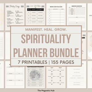 Spirituality Planner Printable Bundle | Manifestation Journal | Chakra Planner | Gratitude Journal | Crystal Journal | Moon Calendar