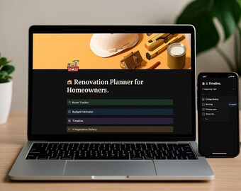 Home Renovation Planner | Notion Template with Budget Estimator, Timeline, Contractors & Visual Dashboard