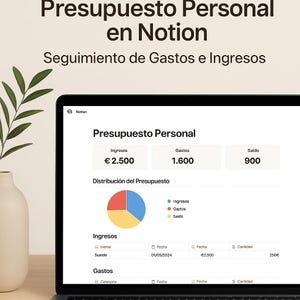 Plantilla de Presupuesto Personal en Notion | Seguimiento de Ingresos, Gastos y Balance Mensual. Presupuesto, ingresos, gastos.