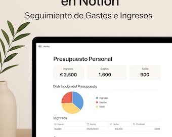 Plantilla de Presupuesto Personal en Notion | Seguimiento de Ingresos, Gastos y Balance Mensual. Presupuesto, ingresos, gastos.