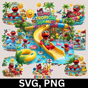 Elmo Summer png, Summer png, Summer png Bundle, Summer Pool Party, Summer Vibes Shark, Kids, Vacation Design, Summer Shirt png, Floral.