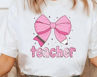 Teacher Coquette Bow png, School Bow png, Coquette Pencil Bow png, Teacher Bow Pencil png, Teacher’s Day Design, Back To School, Teacher.