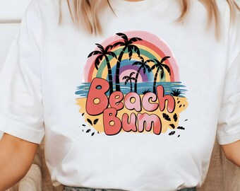 Beach Bum, Trendy Summer Shirt Design, Digital Download, Retro Summer png, Vacation png, Family Vacations, Sublimation Designs.