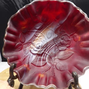 Vintage Imperial Glass Slag Glass Roses Bowl