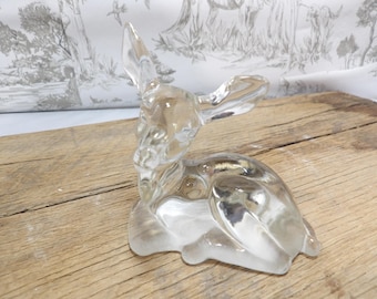 Figurine en verre transparent VTG Fenton Deer Fawn