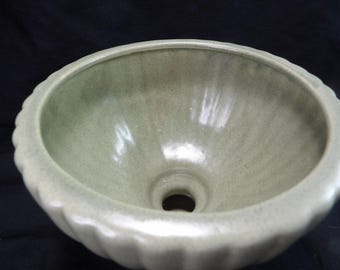 MCM Vintage Haeger Pottery Green Pedestal Bowl Compote Green