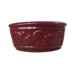 Vintage Haeger Pottery Oval Roses Bowl Crimson
