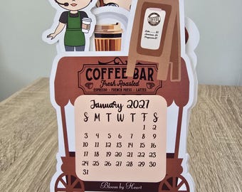 Calendário de mesa para cafeteria 2027 • Presente para amantes de café