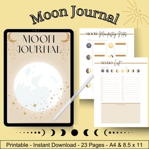 Mond Manifestation Notizbuch | Planer, Tracker, Kalender | Neu und Vollmond, Kartenlegungen, Manifestieren, Printable Digital Download |