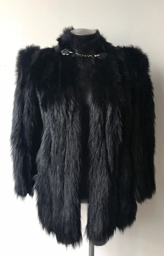 Vintage 1940s Black Fur with Bakelite Button Coat Cloak Clasp | Etsy