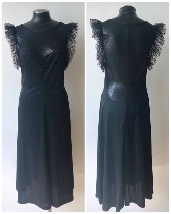 Vintage 1970’s Aldens Fashions Black Sexy Ruffle P