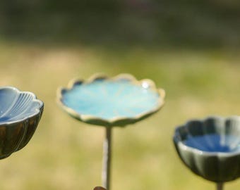 Handmade Ceramic Bird Feeder | Glazed Porcelain Garden Decor