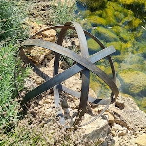 Brutal Metal Garden Ball, Bolted Sculpture Country Classic for Garden
