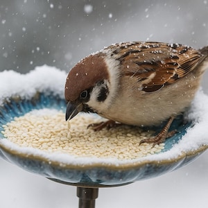 2-in-1 Bird Feeder and Waterer | Ceramic and Metal Winter Bird Feeder | Outdoor Garden Gift Idea